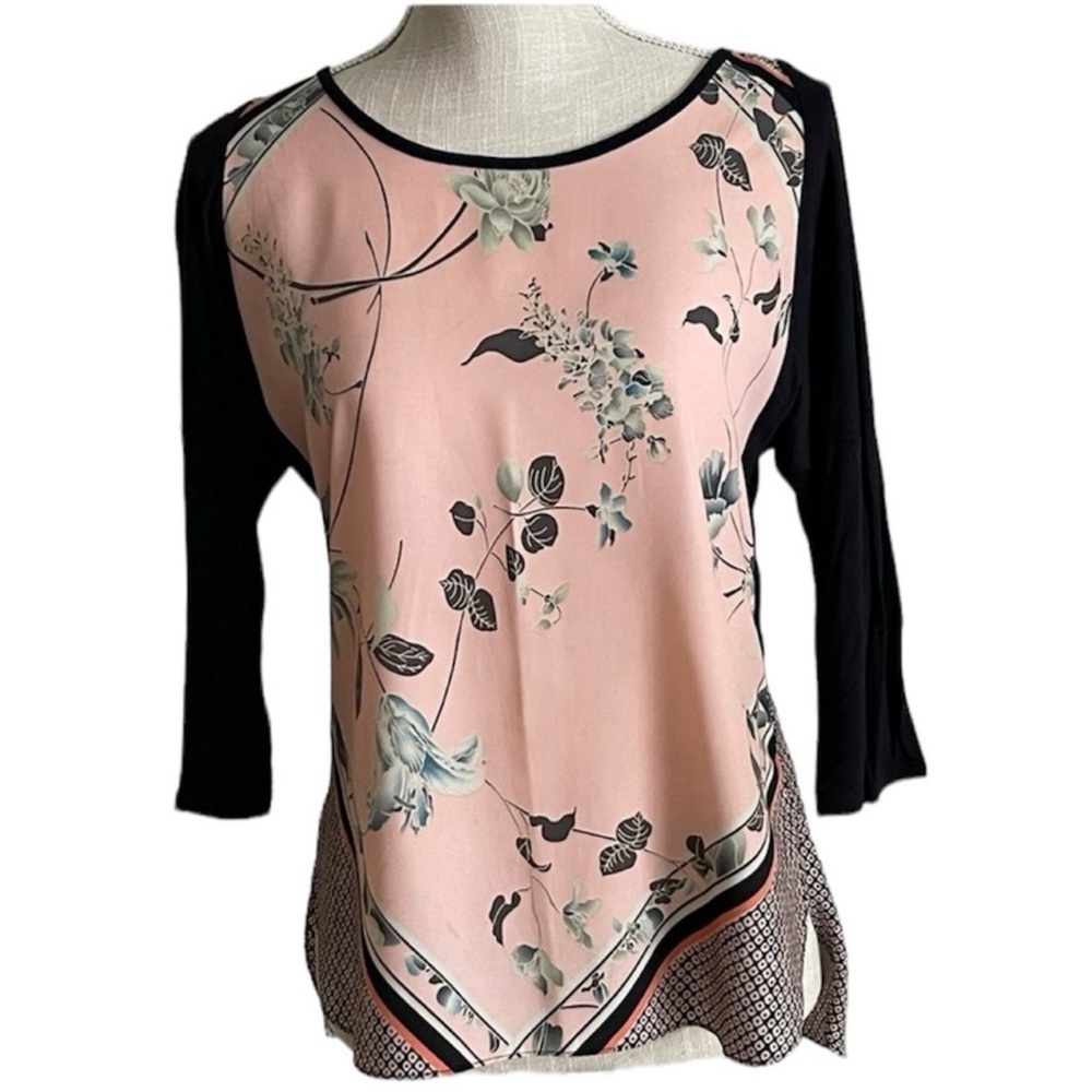 Oasis Pink and Black Floral Blouse - Picture 4 of 7